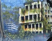 RW2 SHOWER CURTAIN Jericho Environmental Art Apocolyptic gas mask zombie blue apocalyptic Robert Walker end of world Surreal 2012 nature