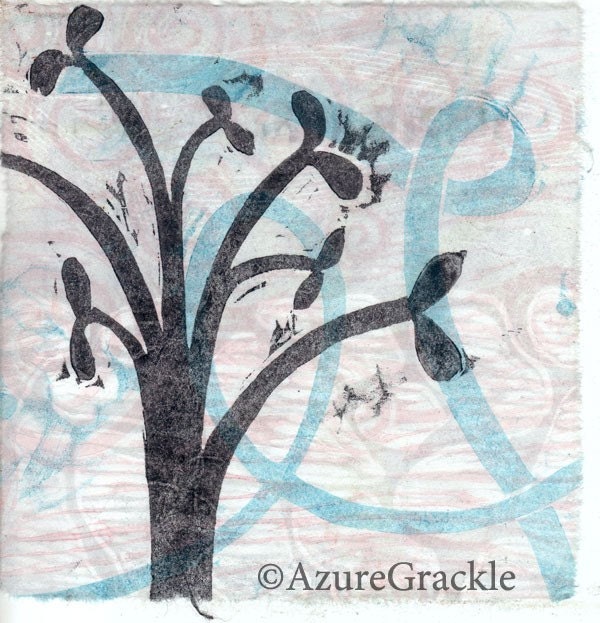 Ribbons Outside - original woodcut print