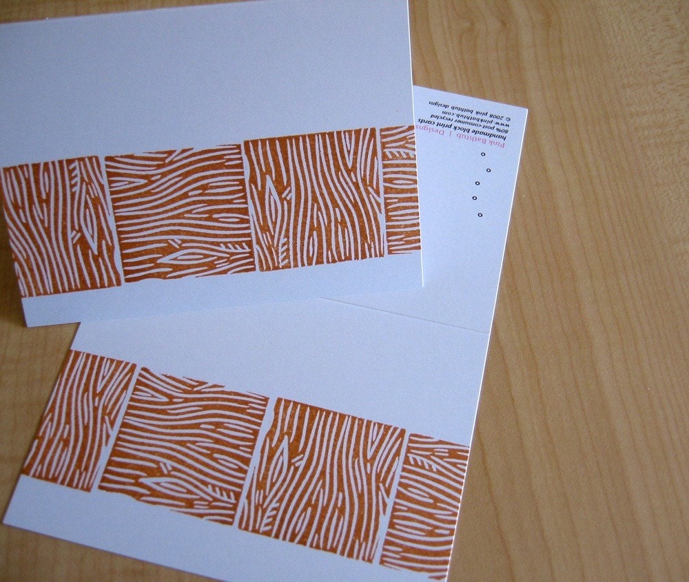 Wood Grain - Handmade Blank Note Cards - Set of 2