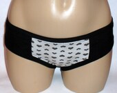 SALE Black and Gray Heart Knit Boycut Panties Medium Handmade