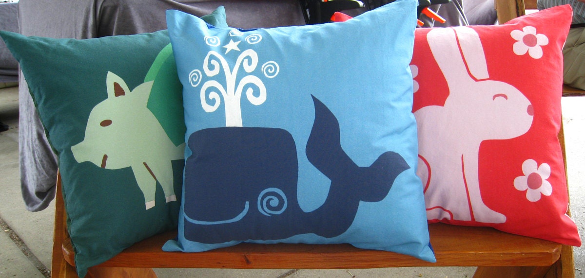 Whale Pillow Cover 16 inch Cushion Sham series C
