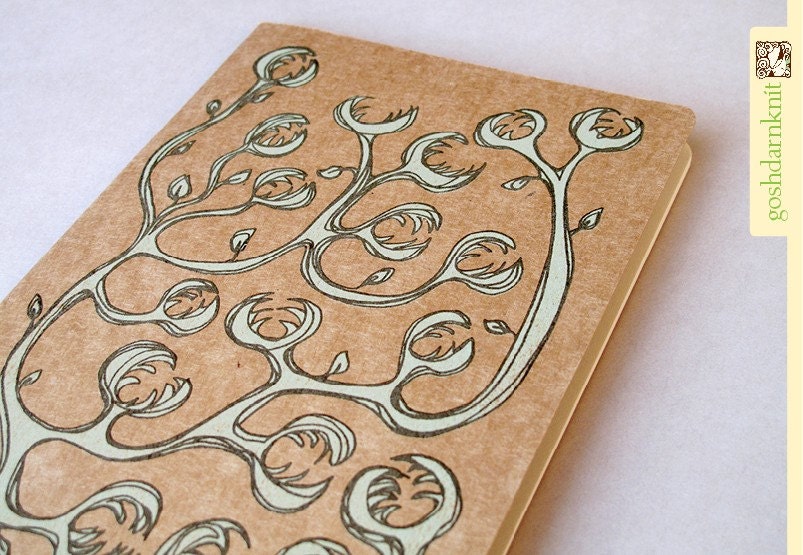 Little Monster Moleskine . Large . Ruled . Carnivorous Plant . Venus Fly Trap . Green Brown Kraft
