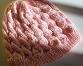 Baby Girl Hat Light Pink Cables Cashmere Wool Blend Natural Fiber