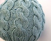 ADULT Hand Knit Hat Sea Foam Blue Green Soft - Warm with Cables Ocean blue
