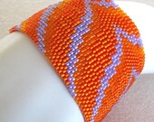 Lavender and Orange Bargello Peaks and Valleys Peyote Cuff (2447) - A Sand Fibers Creation