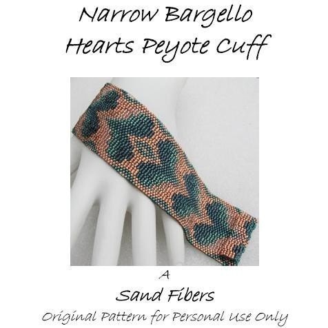 Peyote Pattern - Narrow  Bargello Hearts Cuff / / Bracelet - A Sand Fibers For Personal Use Only PDF Pattern - 3 for 2 Savings Program