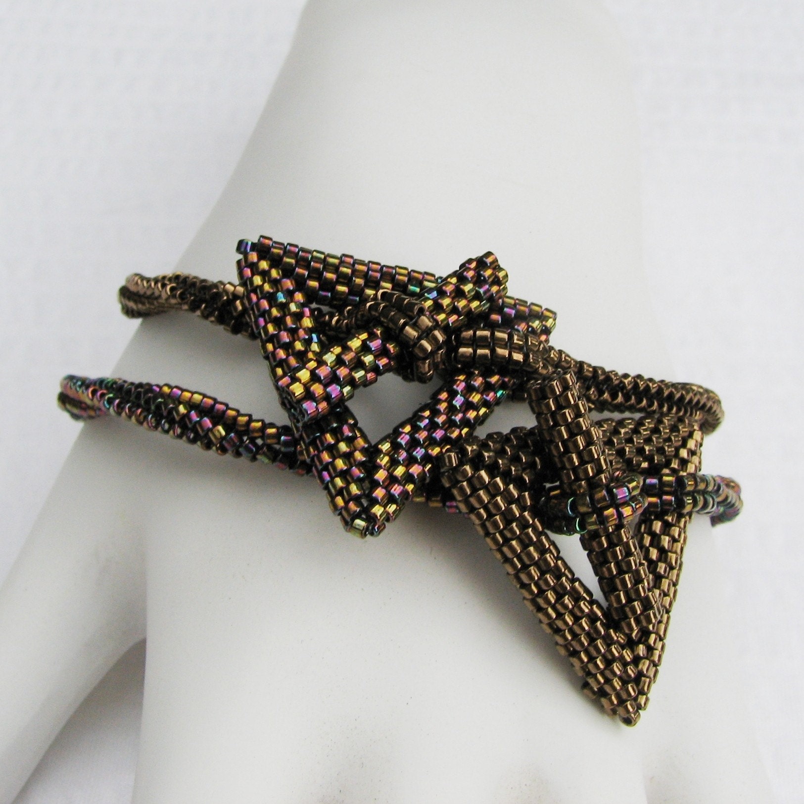 Bronze Simplicity - A Beadwoven Bracelet Twinset OR Choker (2397)