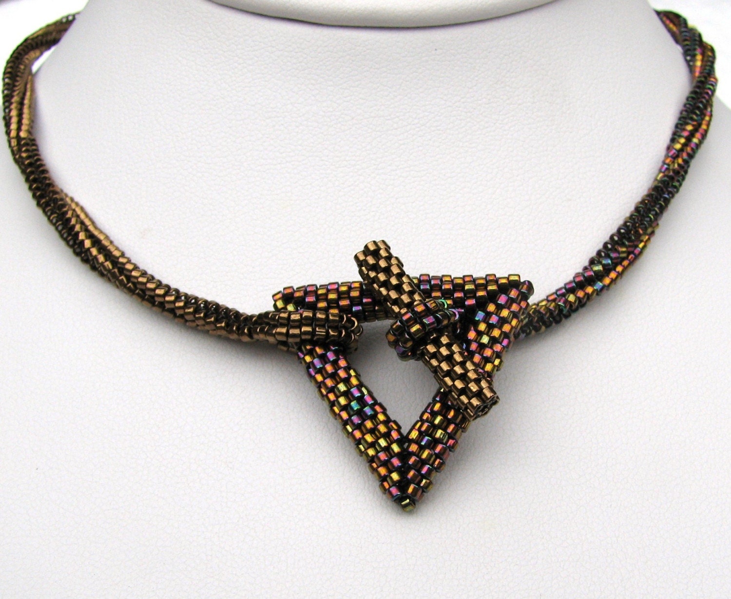 Bronze Simplicity - A Beadwoven Bracelet Twinset OR Choker (2397)