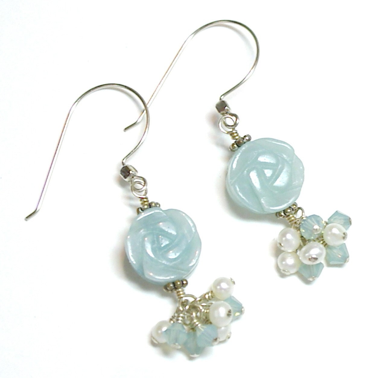 Amazonite Rose Fling Earrings