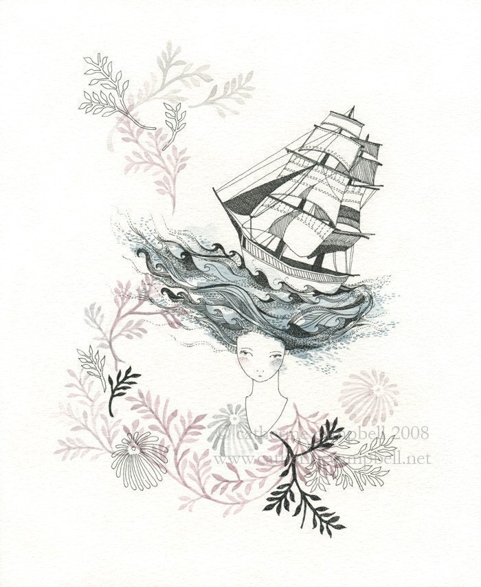 Waiting by the Sea - Print