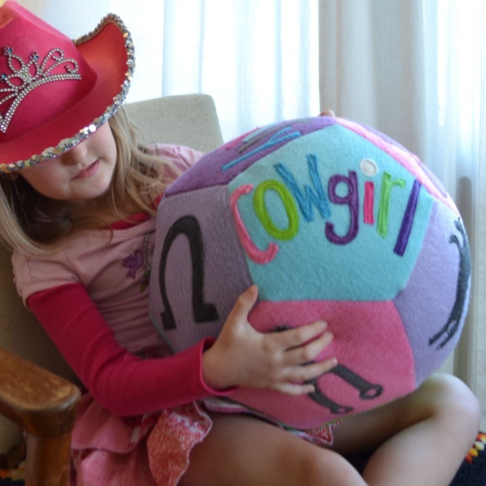 Personalized Giant Fleece Ball - Cowgirl Themed