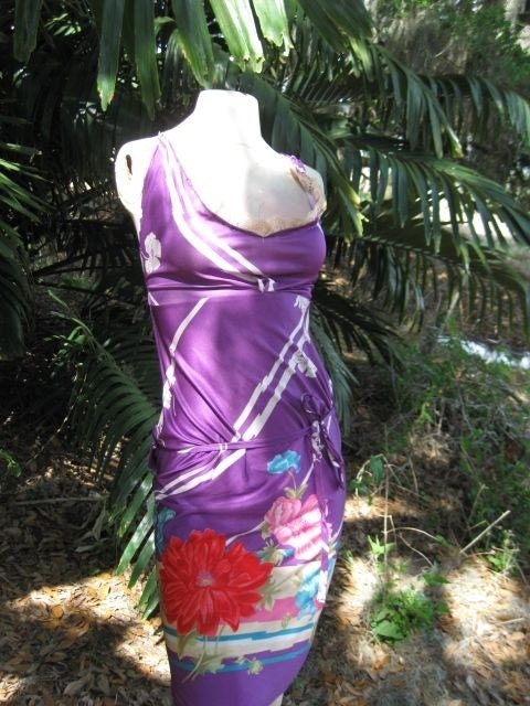 Sexy Spring and Summer Backless Strap Dress in Purple Reclaimed and Recycled Material