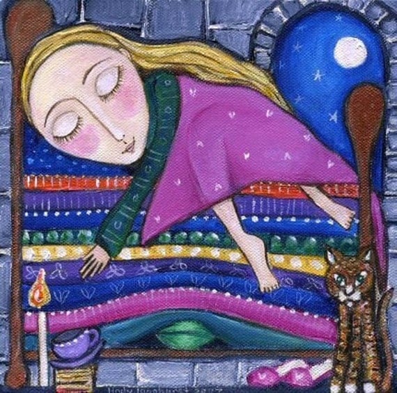 The Princess and The Pea Art Print - Children's Art - Nursery Art - Whimsical Fairytale Print