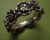 Daisy flower bouquet ring sterling