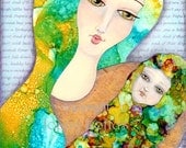 Nursery Art Print, Mother and Child, Hush Little Baby