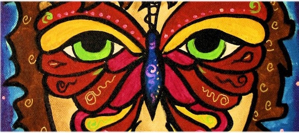 Butterfly Mask Original Acrylic painting 10x30 inches