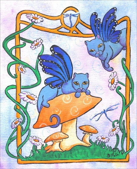 Fairy Cats Acrylic Painting 8x10 inch