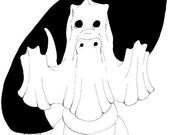 Ghost Dragon Original Pen and Ink Drawing
