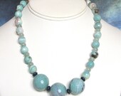 Blue Agate and Aquamarine Necklace Handmade Perfect for Beach, Seashore, Cruise