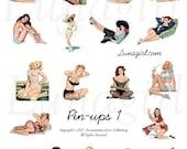 PIN UPS 1 collage sheet DOWNLOAD vintage retro pinup girls women altered art 1940s 1950s risque sexy rockabilly kitsch ephemera