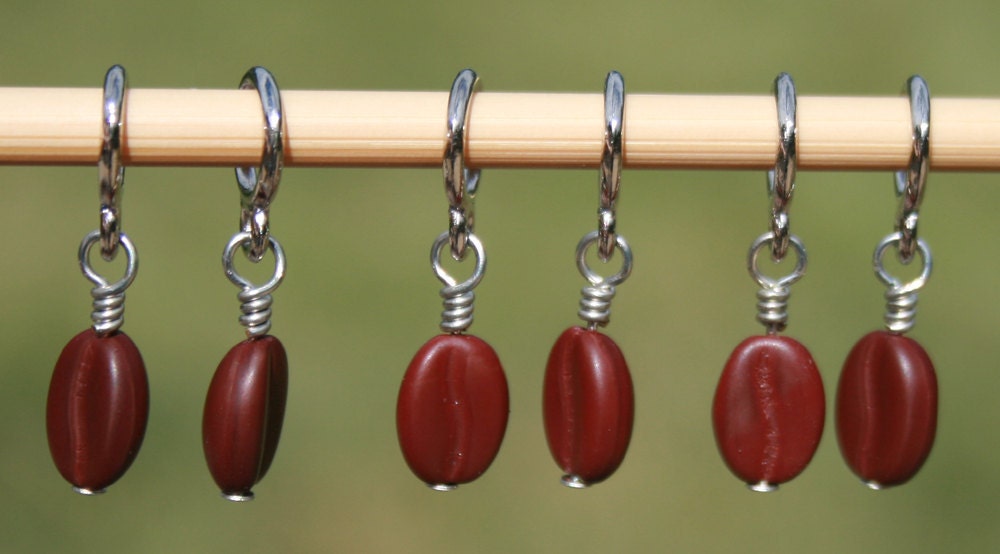 Coffee Bean Stitch Markers - Set of 6