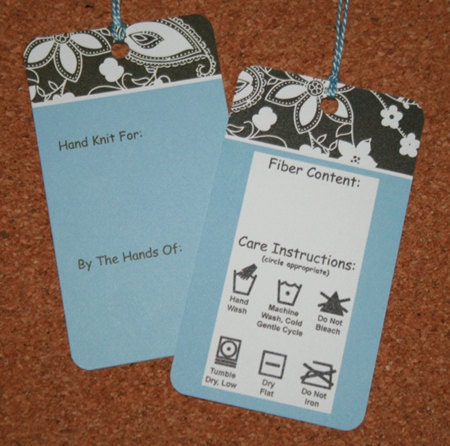 Gift Tags for Handknit Gifts - Blue Floral