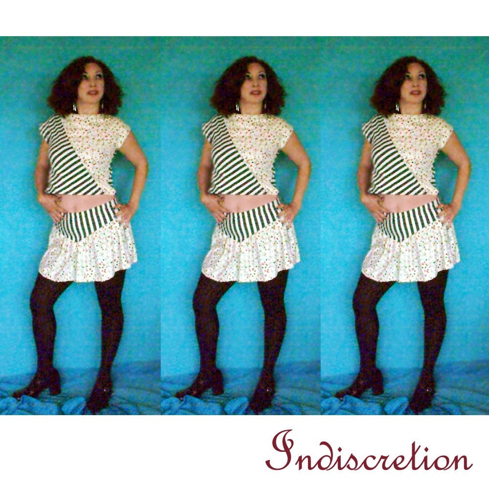 INIDSCRETION Like OMG Totally 80's Top and Mini Skirt M 