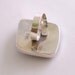 Sterling Silver Adjustable Eye Ring inlaid with Blue Green Iridescent Mosaic Polymer