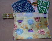 Little wet bag for cloth wipes, vintage yellow floral print