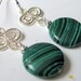 VALENTINE SALE Four Leaf Clovers - Malachite and Sterling Silver Earrings