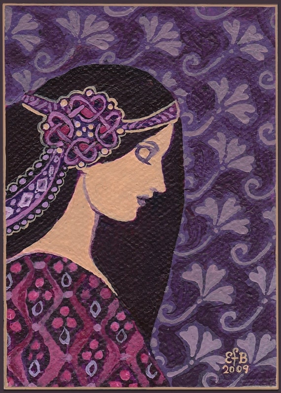 Amethyst Goddess - Art Nouveau 5x7 Blank Greeting Card