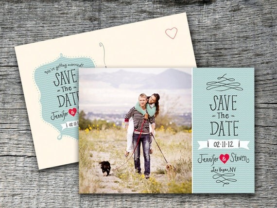 Save The Date Wedding Announcement Postcard Design - DIY Printables