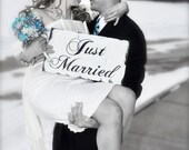 JUST MARRIED sign, Vintage Wedding Decor, Perfect for the New Mr and Mrs, Shabby Chic Sign