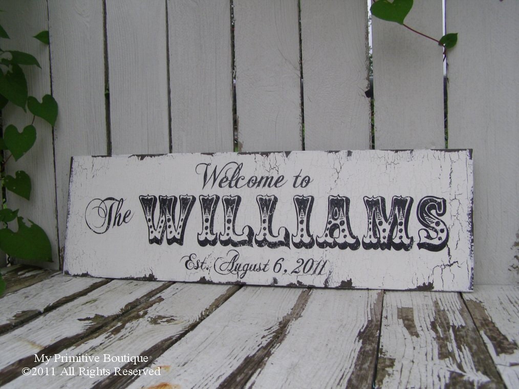 FAMILY NAME SIGN, Established Sign, Shabby Chic Sign, Vintage Sign