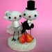 perfect pear - fabric couture love birds wedding cake topper  - 4 inch medium - silk white