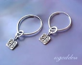 PEACE SIGN sterling silver hammered ring petal hoop earrings by srgoddess