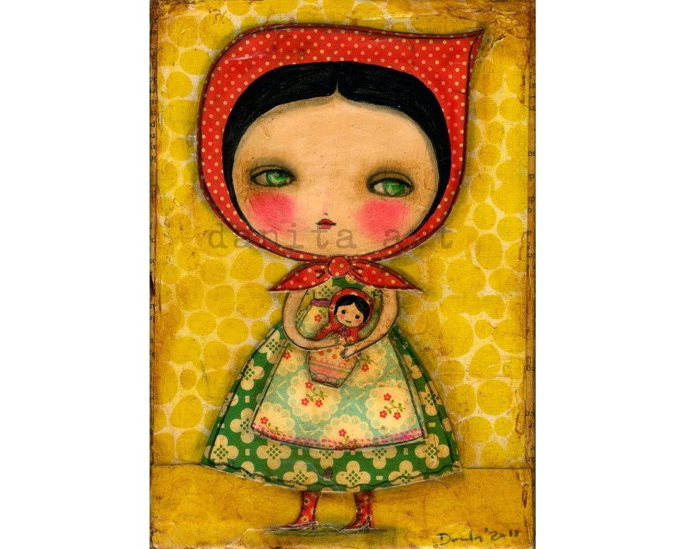 Matryoshka  - Giclee Reproduction from Original Mixed Media Collage By Danita - (8x10 INCHES)