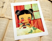 Morning Coffee -  Giclee Print from Mixed Media Original Painting by Danita Art - (8X10 inches)