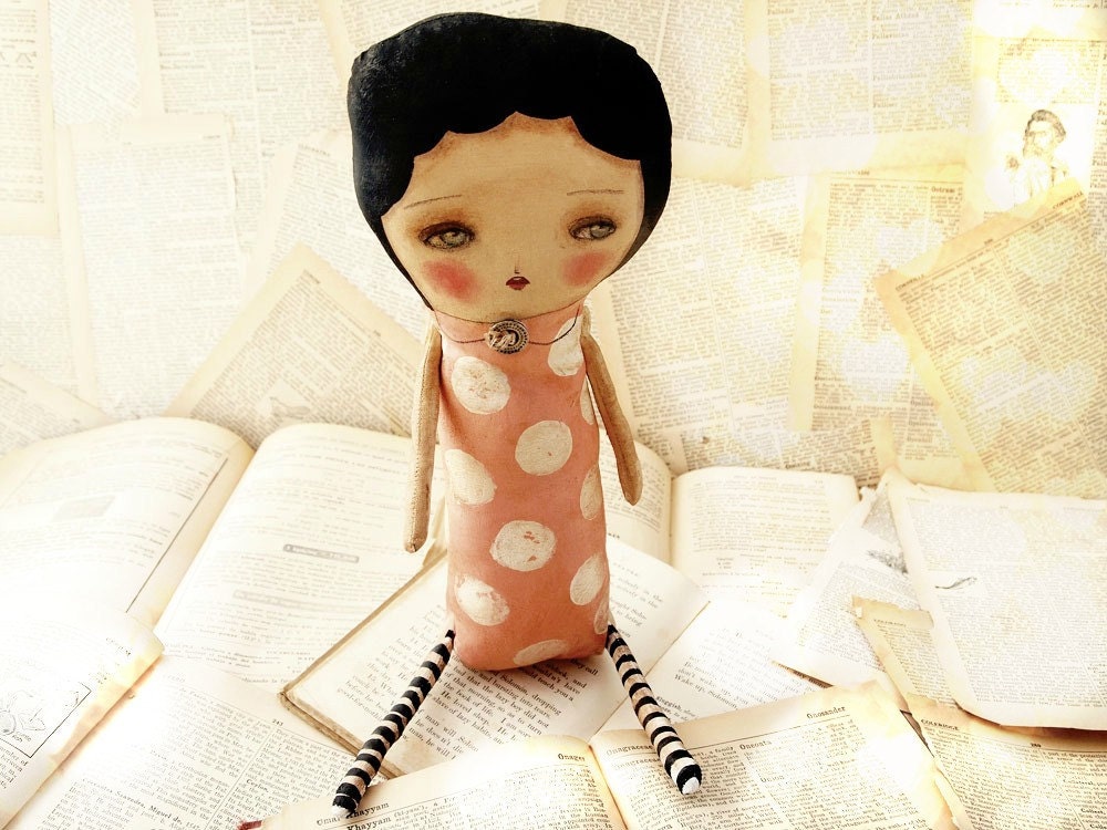 PEACH - Original Mixed Media Art Doll Plush By Danita