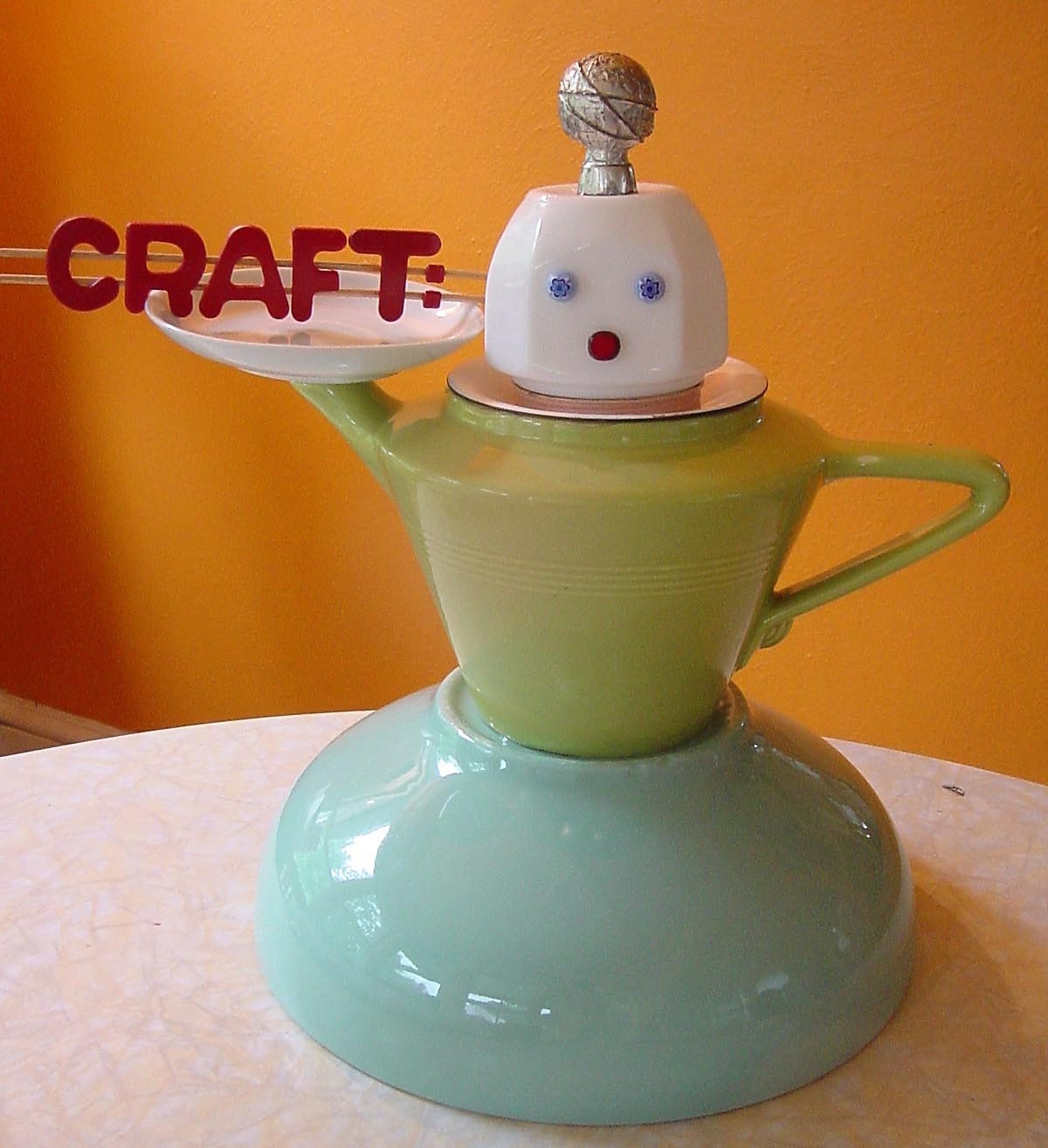 BETTY the RETRO ROBOT WAITRESS serving up CRAFT on a platter ETSYCRAFT assemblage art