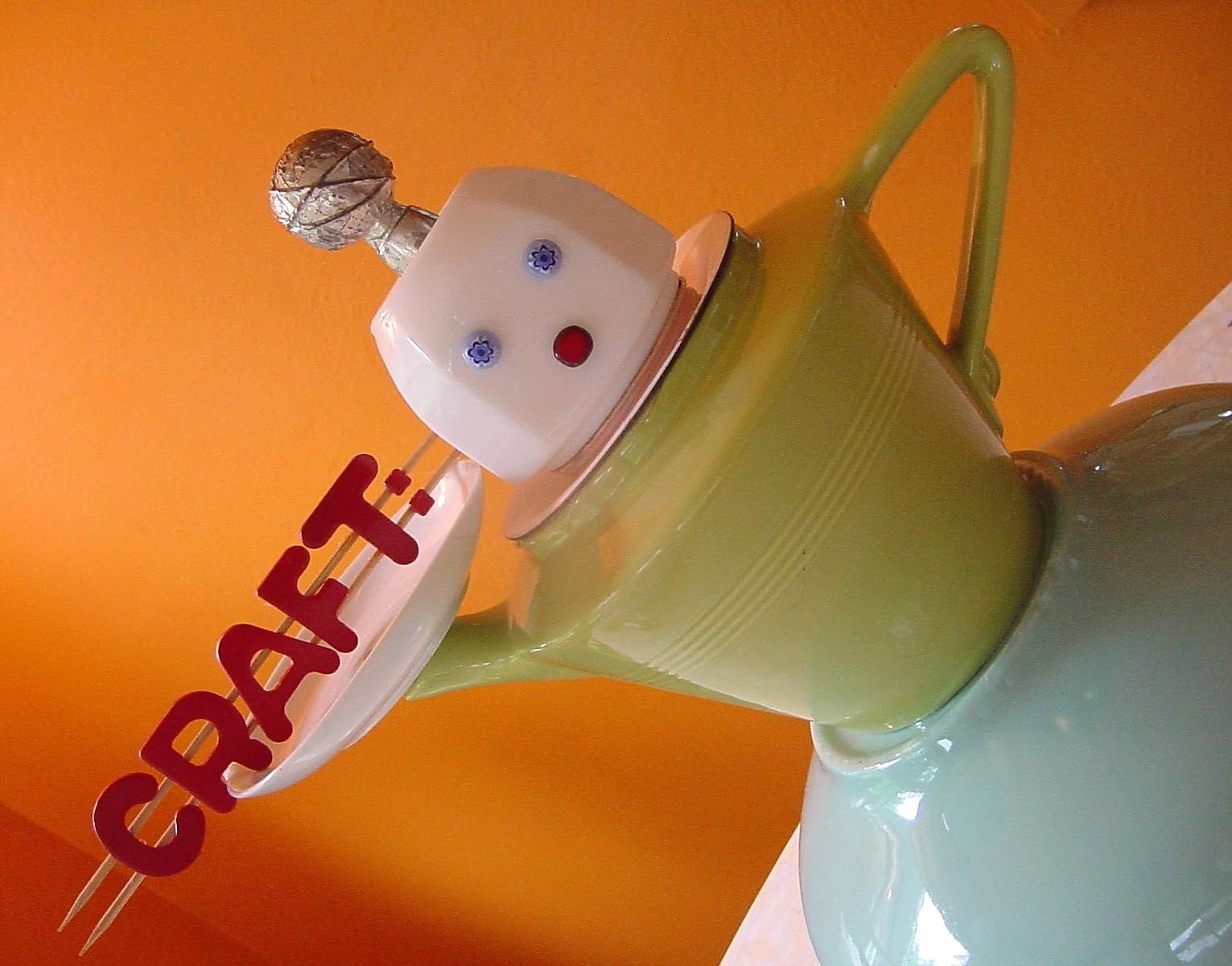 BETTY the RETRO ROBOT WAITRESS serving up CRAFT on a platter ETSYCRAFT assemblage art