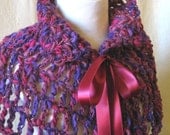 Purple Crochet Capelet Poncho - Victorian Violet Lace - Mothers Day Gift