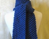 Cobalt Blue Mens Scarf - Handknitted Peruvian Wool Gift