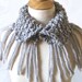 Knit Cowl Capelet in Pearl Gray Chunky Fringed Wool