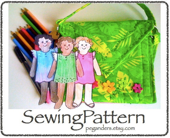 Doll House Tote Paper Dolls sewing pattern  instant downloading