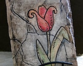 Wall Decor Tile - Mix and Match Wall Plaques - SPRING TULIP Red - Carved Styro Art -
