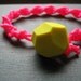 Neon Pink Friendship Bracelet Lemon Yellow Geo Bead Closure - Macrame