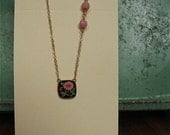 vintage modern gold filled emamel flower necklace
