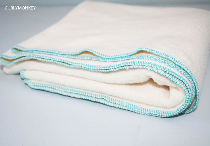 Organic baby receiving blanket eco-friendly baby shower gift hemp cotton fleece turquoise