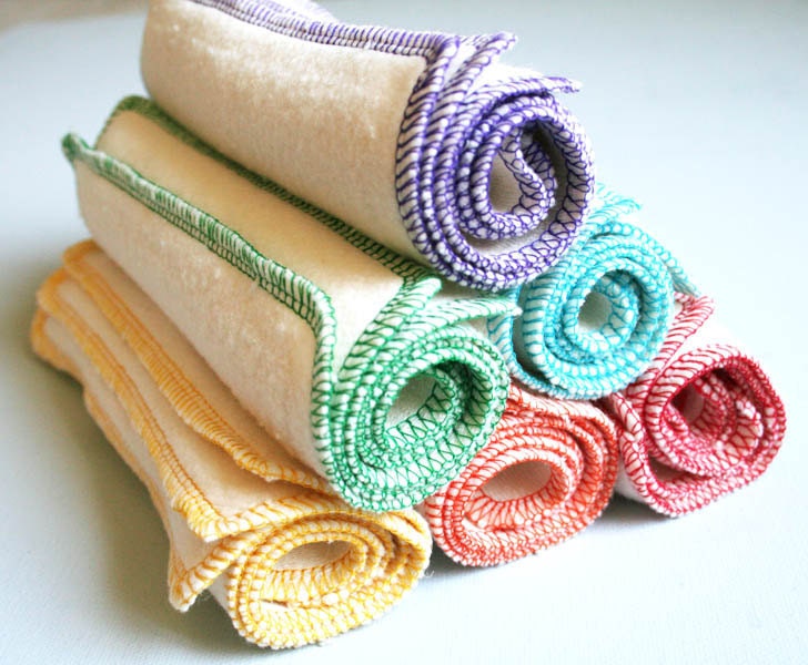 organic baby wipes, family washcloths: hemp cotton fleece 12 pk Rainbow